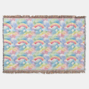 Colourful Double Rainbow and Clouds in the Sky Throw Blanket