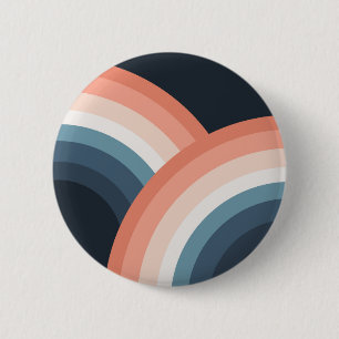 Colourful double retro style rainbow 2 inch round button