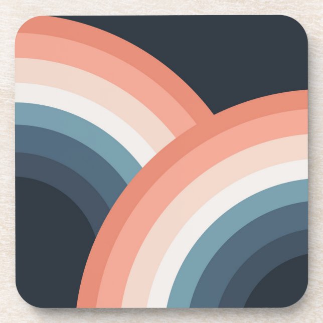 Colourful double retro style rainbow coaster (Front)