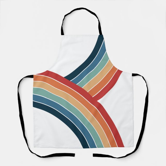 Colourful double retro style rainbow decoration apron (Front)