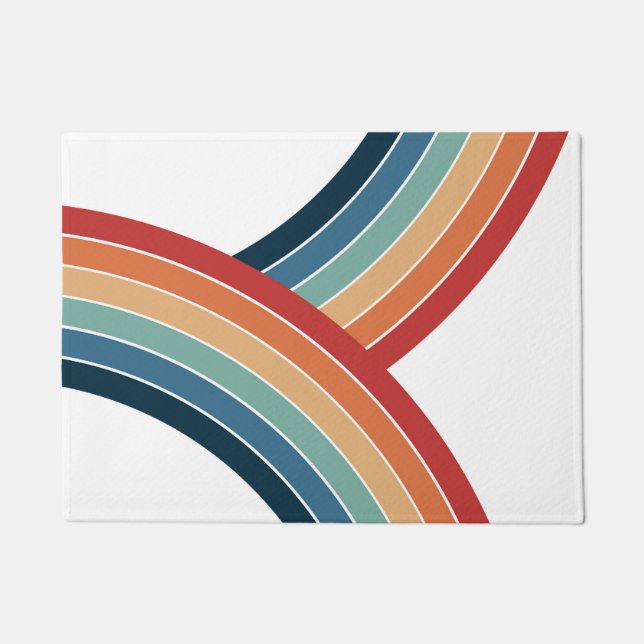 Colourful double retro style rainbow decoration doormat (Front)