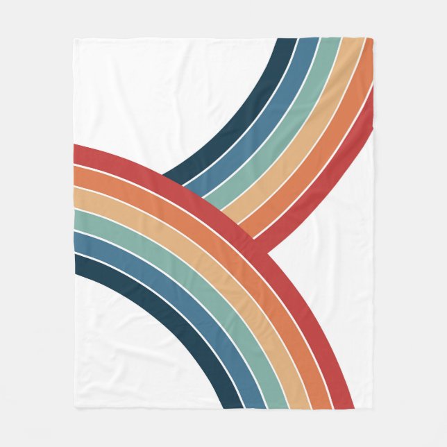 Colourful double retro style rainbow decoration fleece blanket (Front)