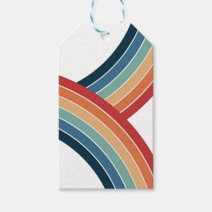 Colourful double retro style rainbow decoration gift tags