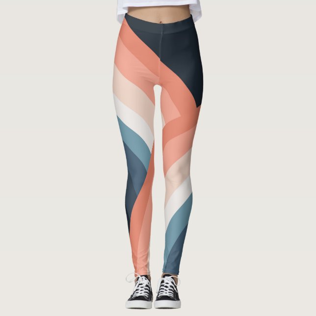 Colourful double retro style rainbow leggings (Front)