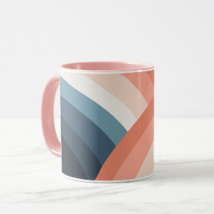 Colourful double retro style rainbow mug