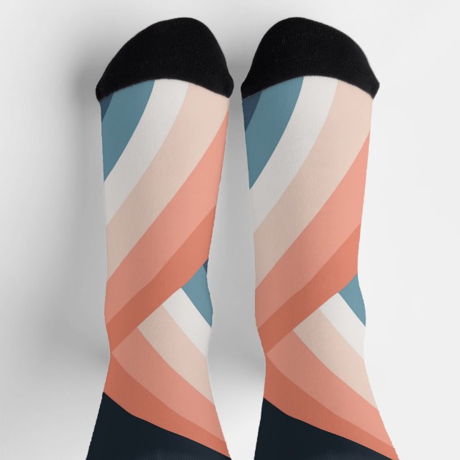 Colourful double retro style rainbow socks (Top)