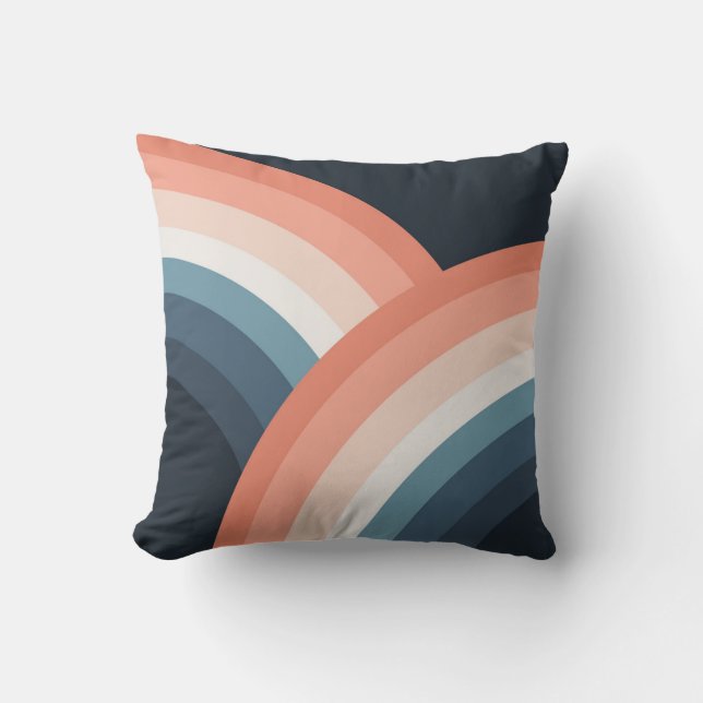 Colourful double retro style rainbow throw pillow (Front)