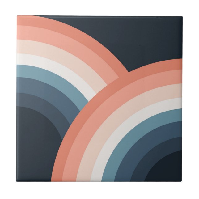 Colourful double retro style rainbow tile (Front)