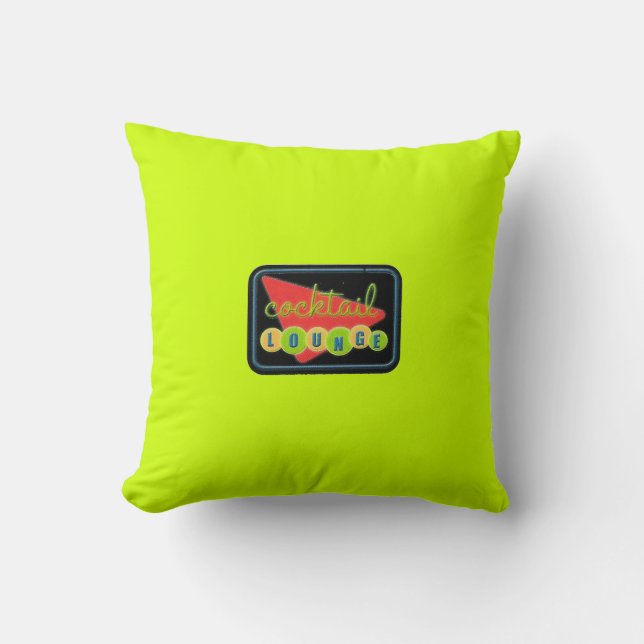 Colourful Double Sided Lime Green Cocktail Lounge Throw Pillow (Front)