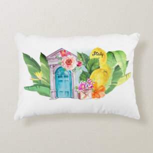 Colourful double-sided sunny Italy inspired Accent Pillow