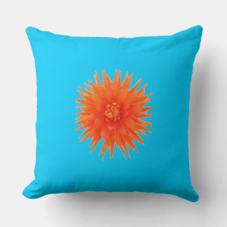 Colourful Double Sided Yellow Blue Orange Flower Throw Pillow