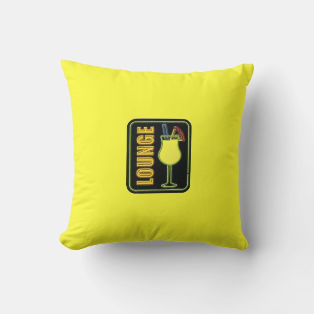 Colourful Double Sided Yellow Cocktail Lounge Throw Pillow (Front)