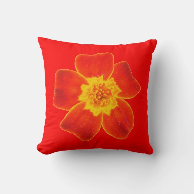 Colourful Double Sided Yellow Green Orange Flower Throw Pillow (Front)