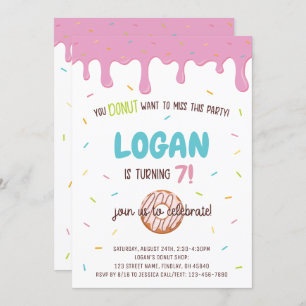 Colourful Doughnut and Sprinkles Personalized Birt Invitation
