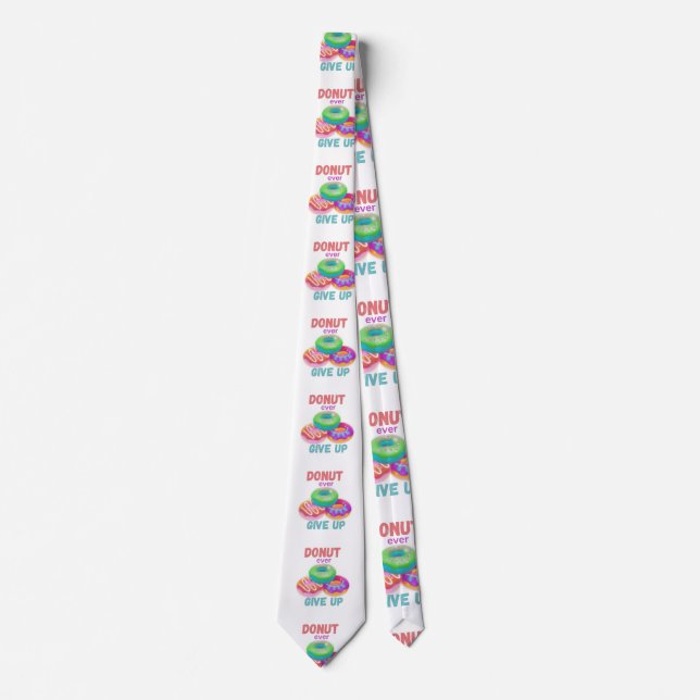 Colourful Doughnut ever Give Up Motivational Quote Tie (Front)