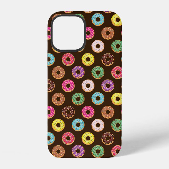 Colourful Doughnut Pattern In Chocolate iPhone Case (Back)
