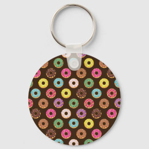 Colourful Doughnut Pattern In Chocolate Keychain