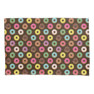 Colourful Doughnut Pattern In Chocolate Pillowcase