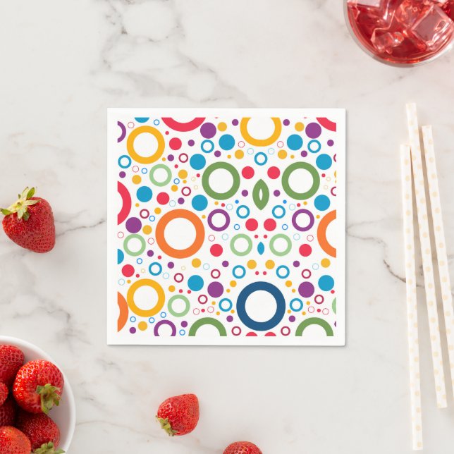 Colourful Doughnut Pattern Party Napkin (Insitu)