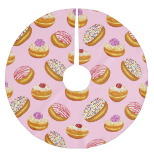 Colourful Doughnuts: Hand Drawn Watercolor Brushed Polyester Tree Skirt