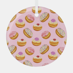 Colourful Doughnuts: Hand Drawn Watercolor Glass Ornament