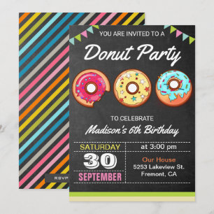 Colourful Doughnuts Kids Birthday Party Invitation
