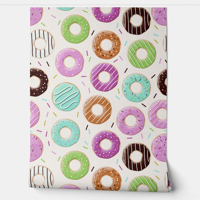 Colourful Doughnuts Pattern Wallpaper (Unrolling)