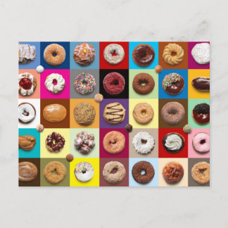 Colourful doughnuts postcard