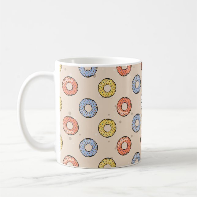 Colourful Doughnuts Seamless Pattern - Pastry / Ba Coffee Mug (Left)
