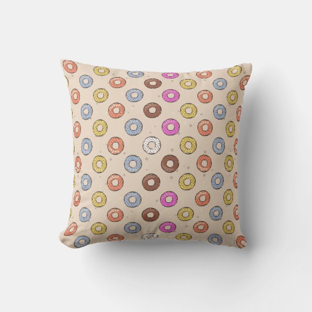 Colourful Doughnuts Seamless Pattern - Pastry / Ba Throw Pillow (Front)
