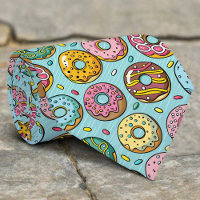 Colourful Doughnuts Sprinkles Stripes Blue Backgro