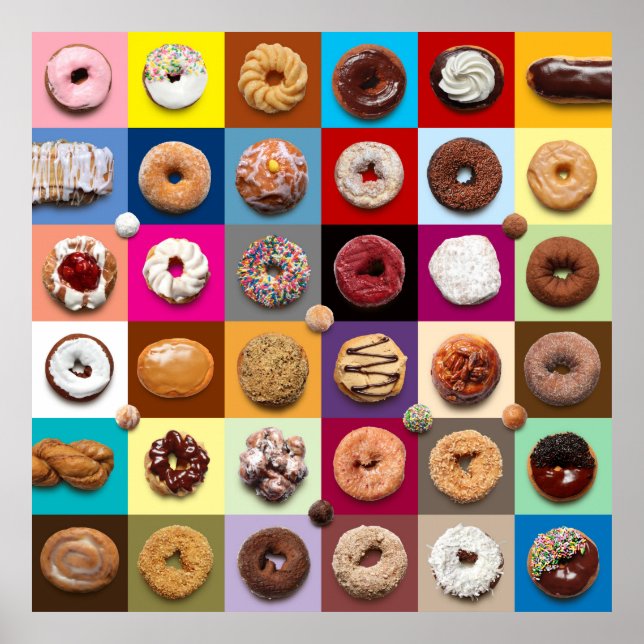 Colourful Doughnuts square poster (Front)