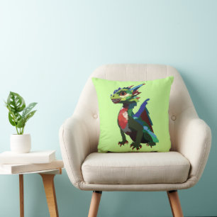 Colourful Dragon Art Throw Pillow