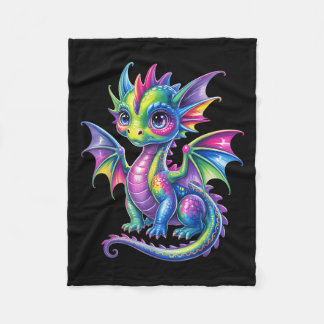Colourful Dragon Baby Cute Pretty Birthday Dragon Fleece Blanket
