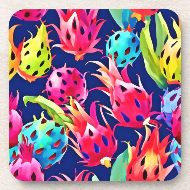 Colourful Dragon Fruit Coaster (Front)