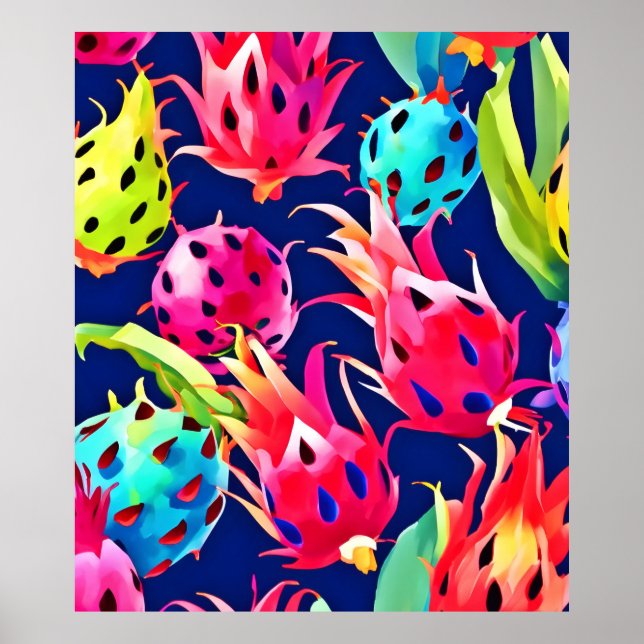 Colourful Dragon Fruit Poster (Front)