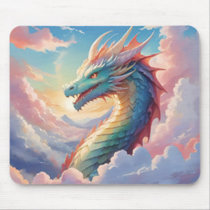 Colourful dragon in the sky mouse pad