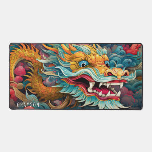 Colourful Dragon Modern Personalized Name Desk Mat