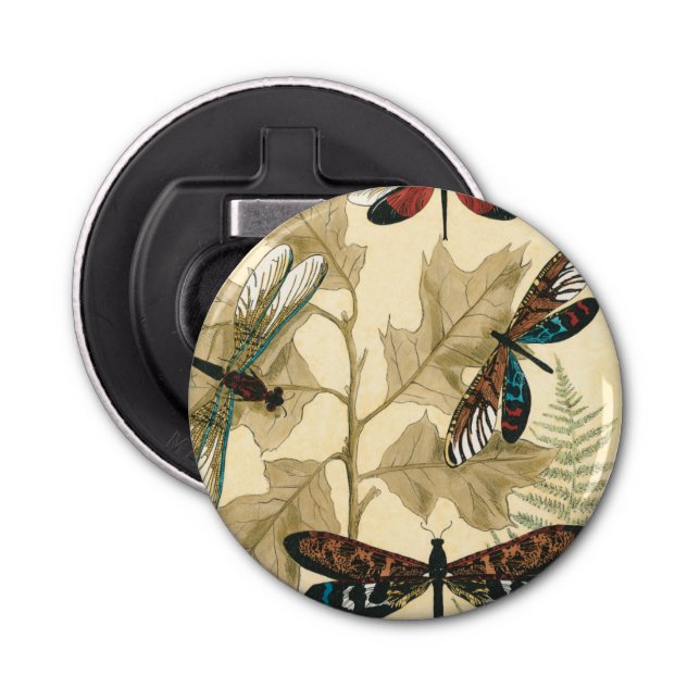 Colourful Dragonflies Floating Above Leaves Bottle Opener (Front)
