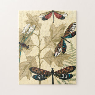 Colourful Dragonflies Floating Above Leaves Jigsaw Puzzle
