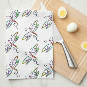 Colourful dragonflies kitchen towel