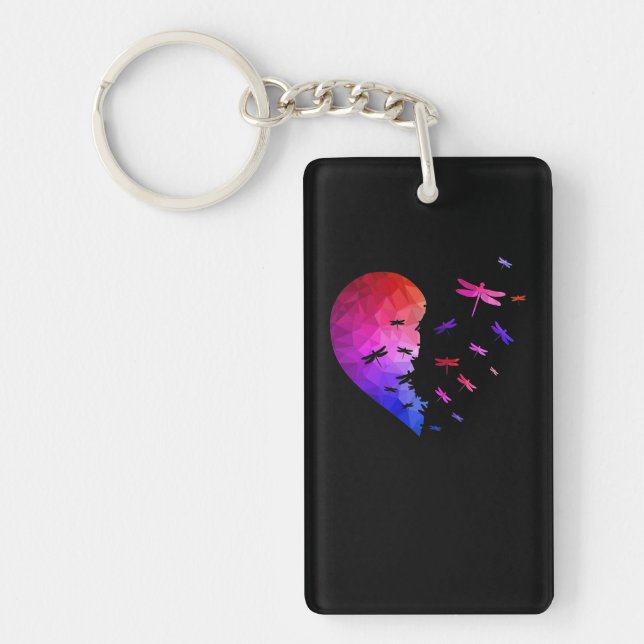 Colourful Dragonflies Make Romantic Love Keychain (Front)
