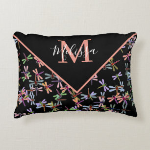 Colourful dragonflies personalized  accent pillow
