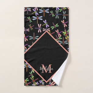 Colourful dragonflies personalized   bath towel set