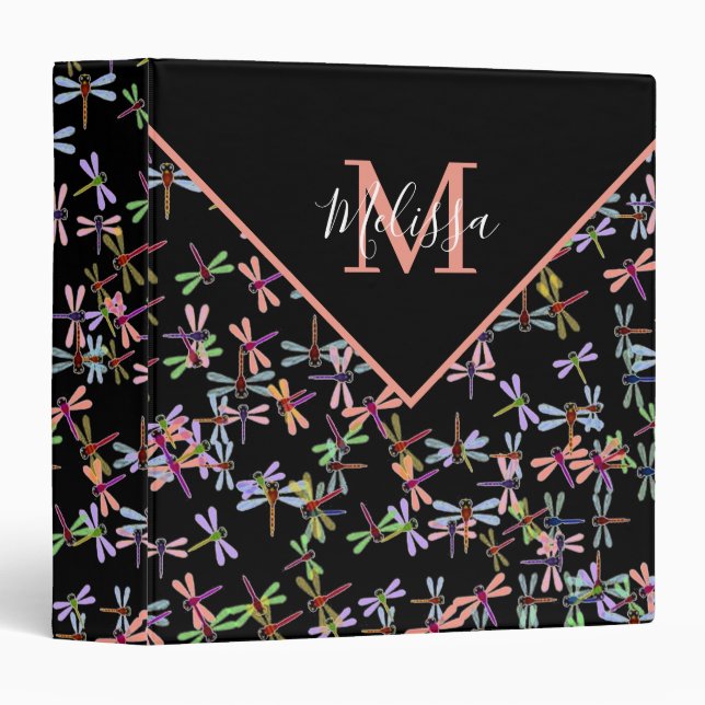 Colourful dragonflies personalized   binder (Front/Spine)