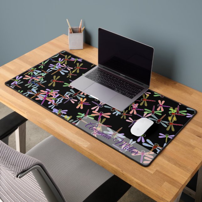 Colourful dragonflies personalized desk mat (Office 2)