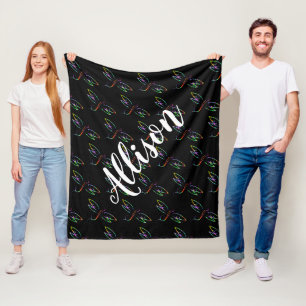 Colourful dragonflies personalized fleece blanket