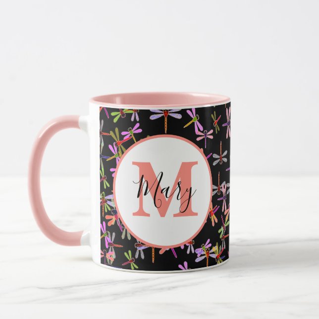 colourful dragonflies personalized mug (Left)