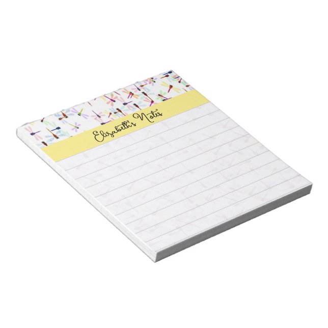 Colourful dragonflies personalized notepad (Angled)