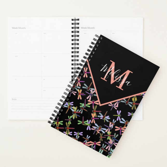Colourful dragonflies personalized   planner (Display)